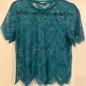 Ultra Pink Turquoise Lace Top